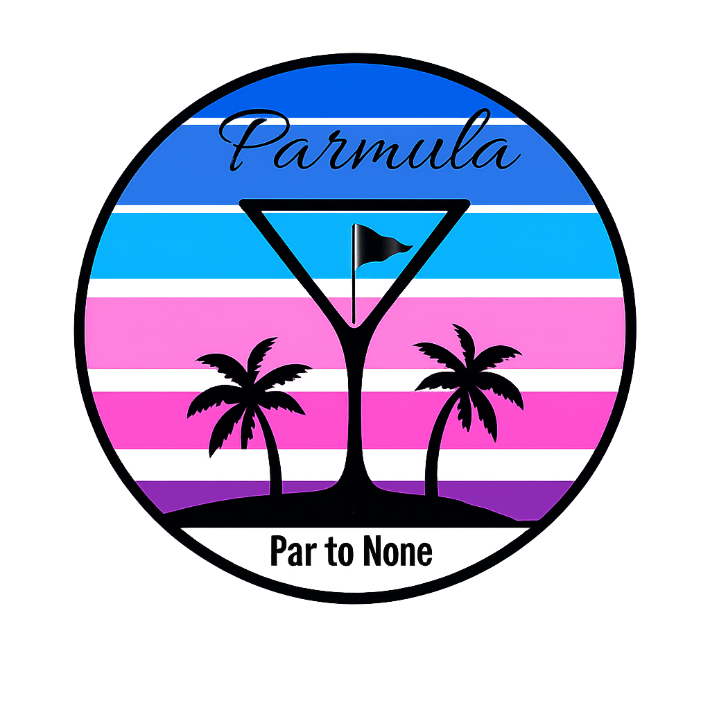 martini golf logo with tropical flair