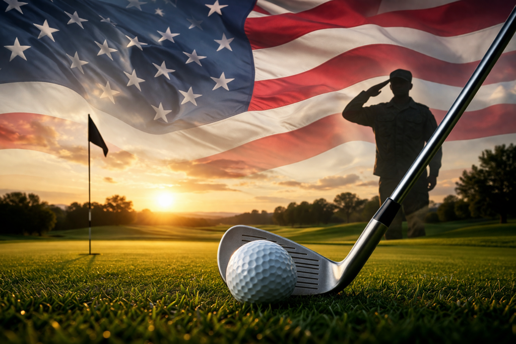 patriotic golf at sunrise sunset